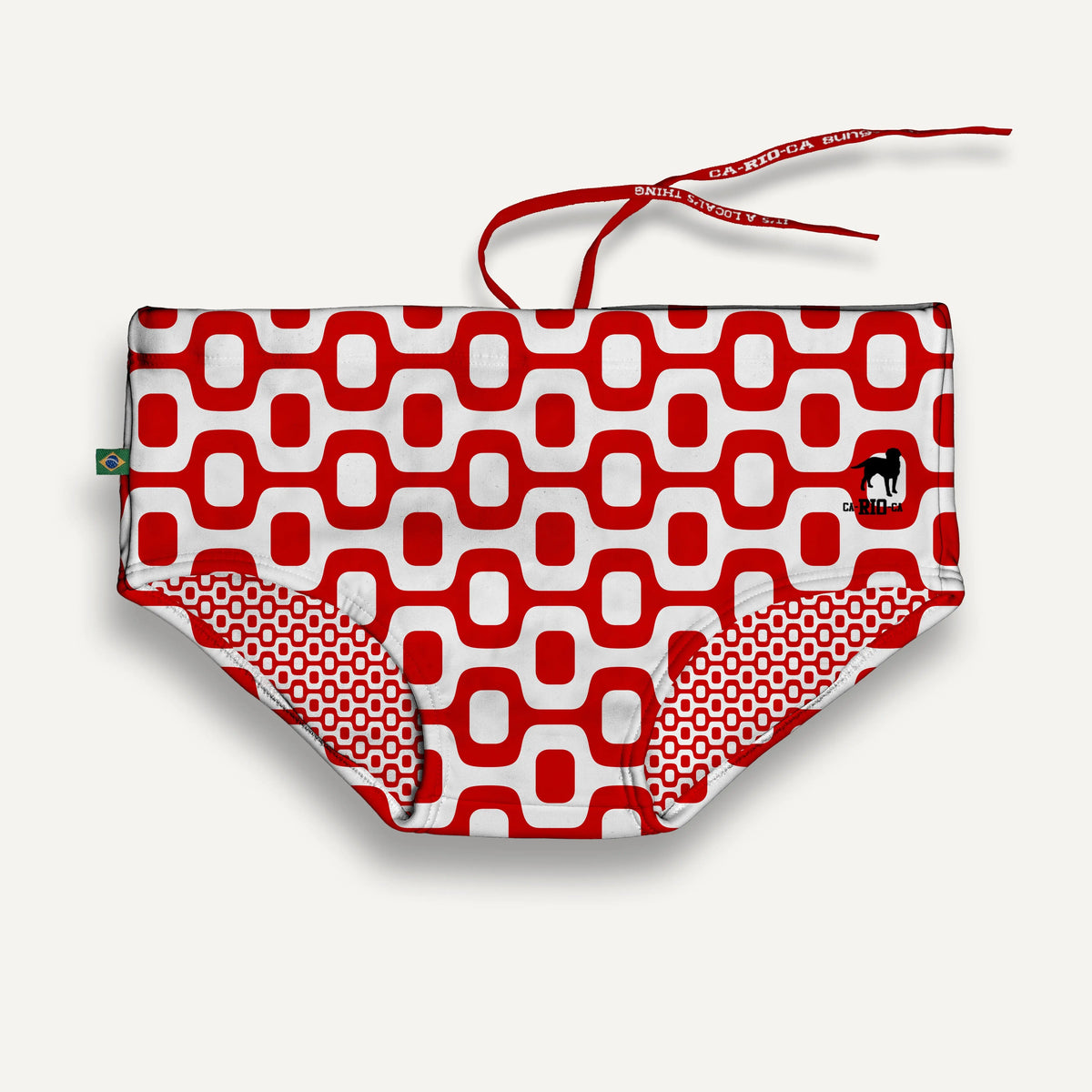 MAILLOT DE BAIN POUR HOMME CA-RIO-CA PAVEMENT ROUGE & BLANC en coupe Brief & Classic - Maillots de bain de créateur