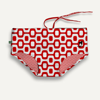 MAILLOT DE BAIN POUR HOMME CA-RIO-CA PAVEMENT ROUGE & BLANC en coupe Brief & Classic - Maillots de bain de créateur