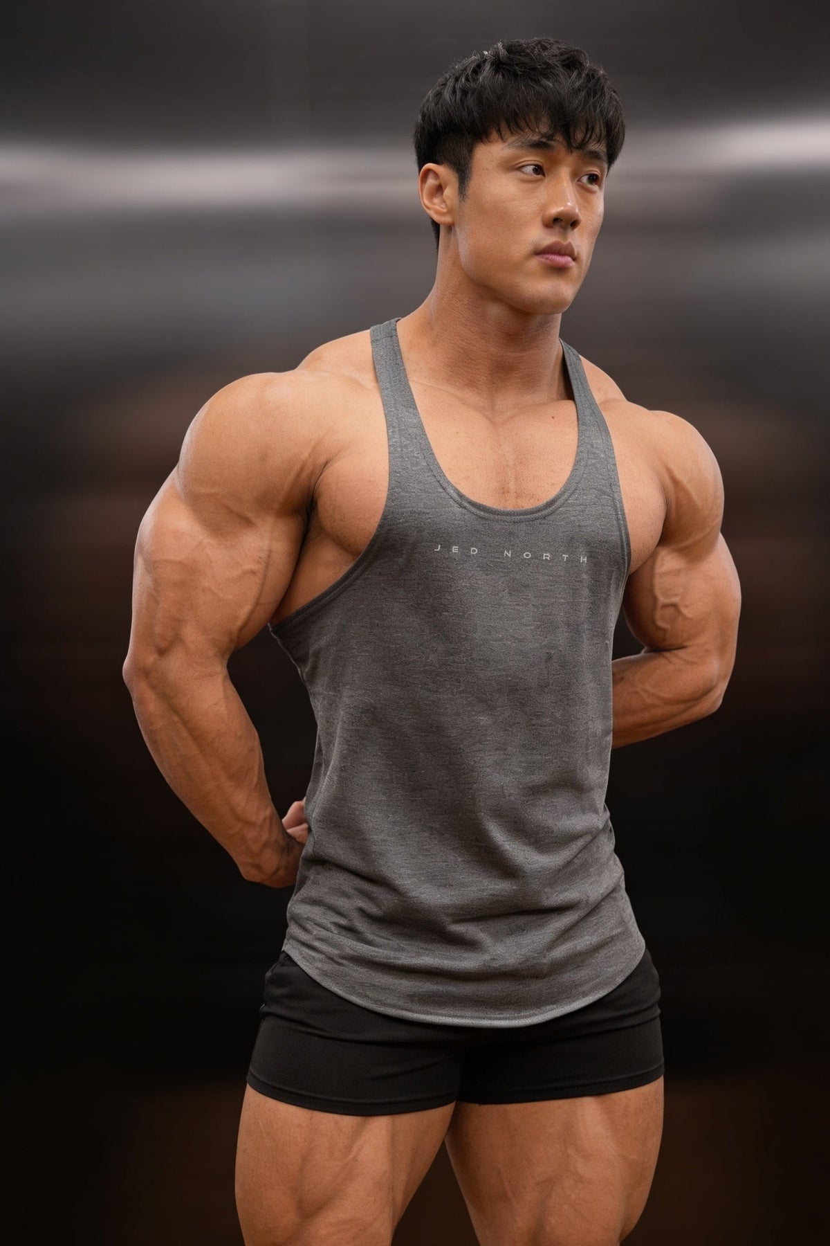 Jed North Men's Classic Bodybuilding Racerback Stringer - Heather Gray