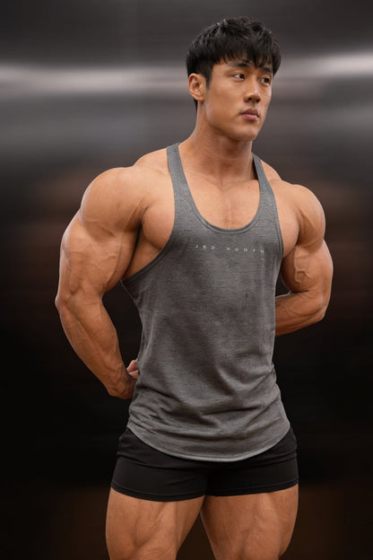 Jed North Men's Classic Bodybuilding Racerback Stringer - Heather Gray
