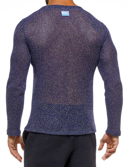 T-shirt à manches longues et col en V Knight de Modus Vivendi Bleu 05251 Taille S