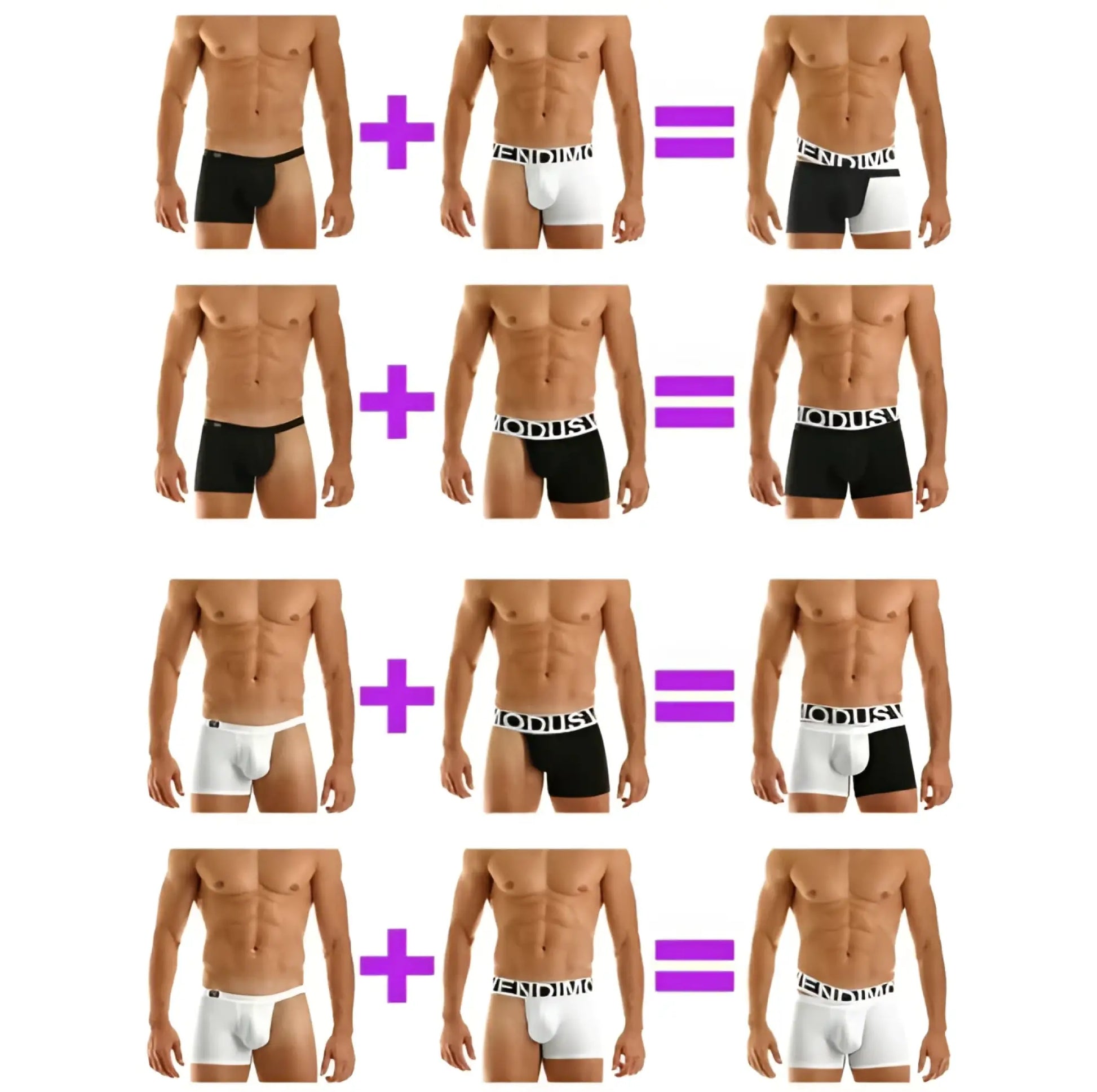 Modus Vivendi twin mini boxer brief underwear white 04421 size L black and white with contrasting logo waistband