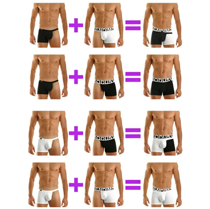 Modus Vivendi twin mini boxer brief underwear white 04421 size L black and white with contrasting logo waistband