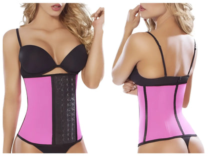Moldeate 8031 workout waist cincher in fuchsia with black adjustable lacing waist corset for shaping and support