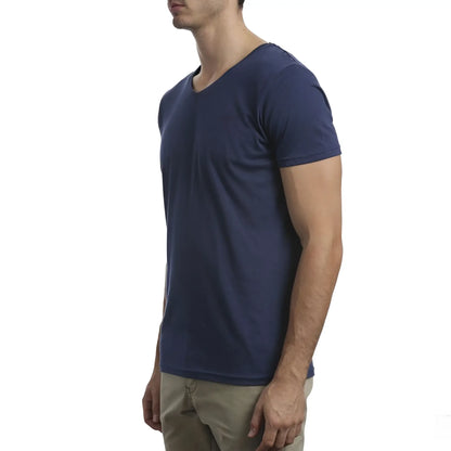 Mossimo standard issue navy marle v neck short sleeved cotton t shirt size s front view