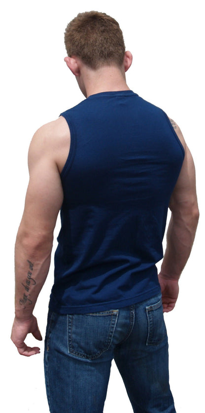 Ajaxx63 Navy Sleeveless Athletic Fit Barefront