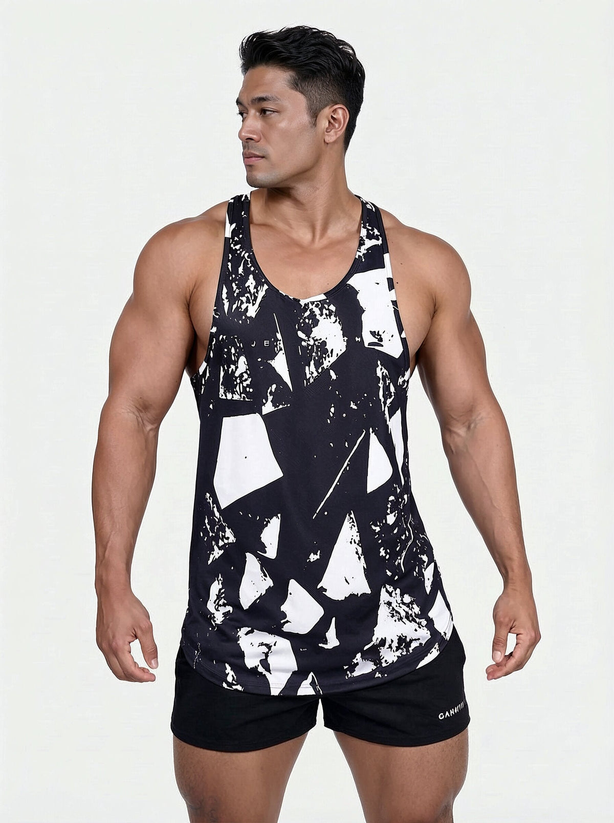 Jed North Men's Graphic Muscle Stringer - Abstract Black