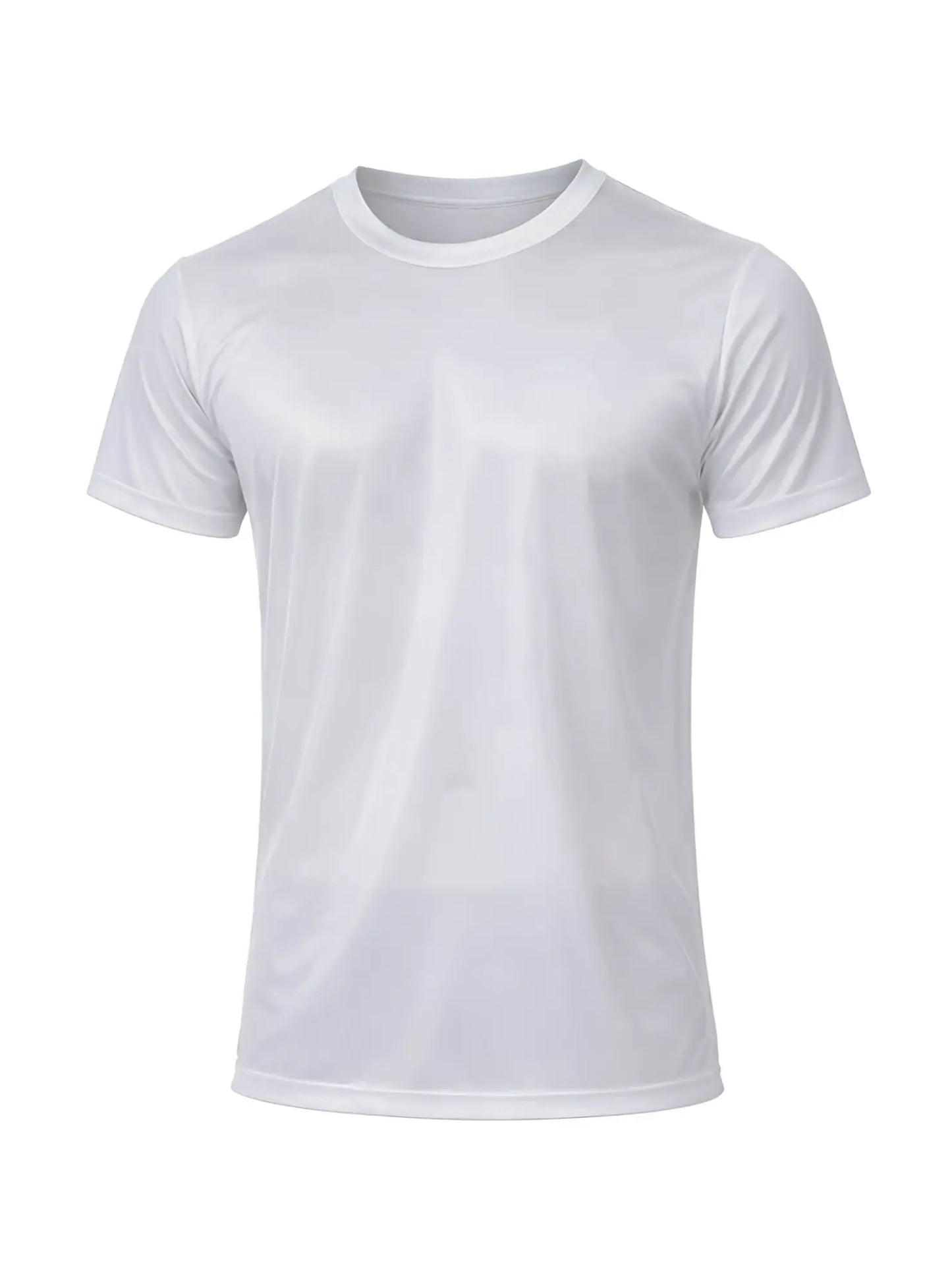 White short-sleeved crew neck t-shirt in lightweight smooth nylon tricot fabric perfect for everyday wear