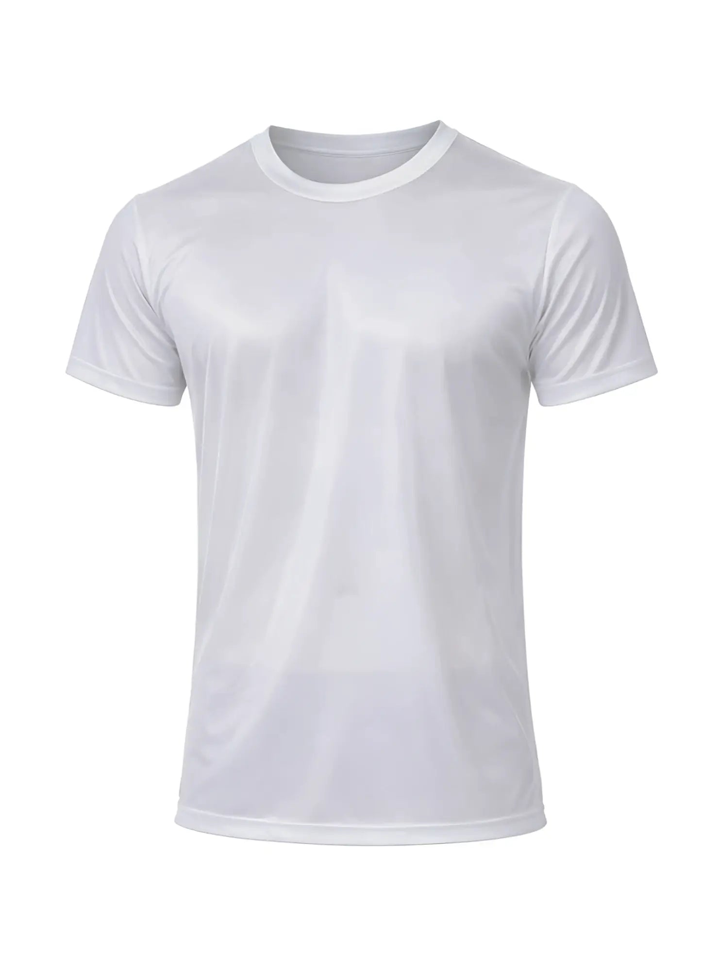 White short-sleeved crew neck t-shirt in lightweight smooth nylon tricot fabric perfect for everyday wear