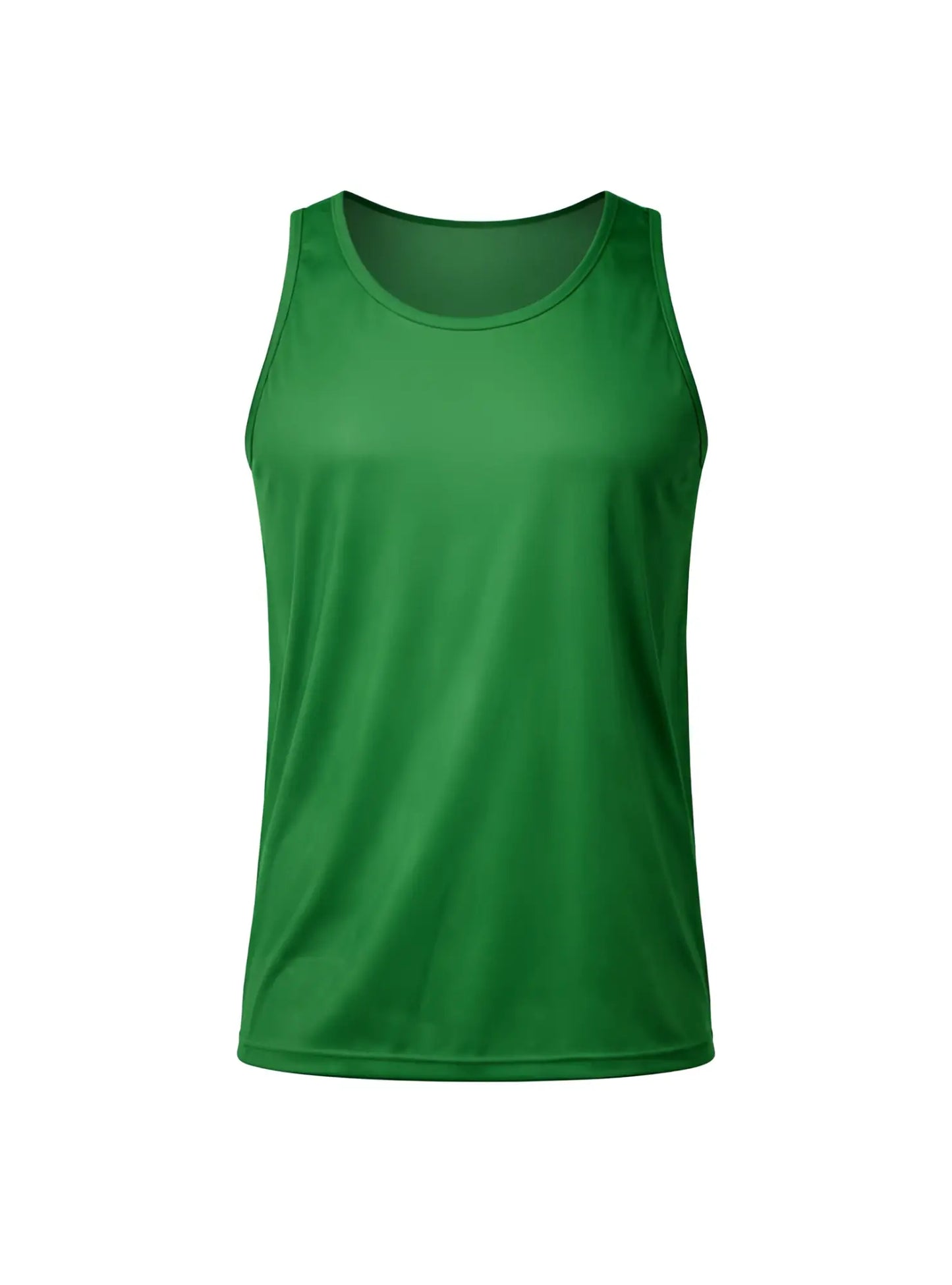 Solid green nylon tricot tank top with a simple fitted design ideal for athletic wear