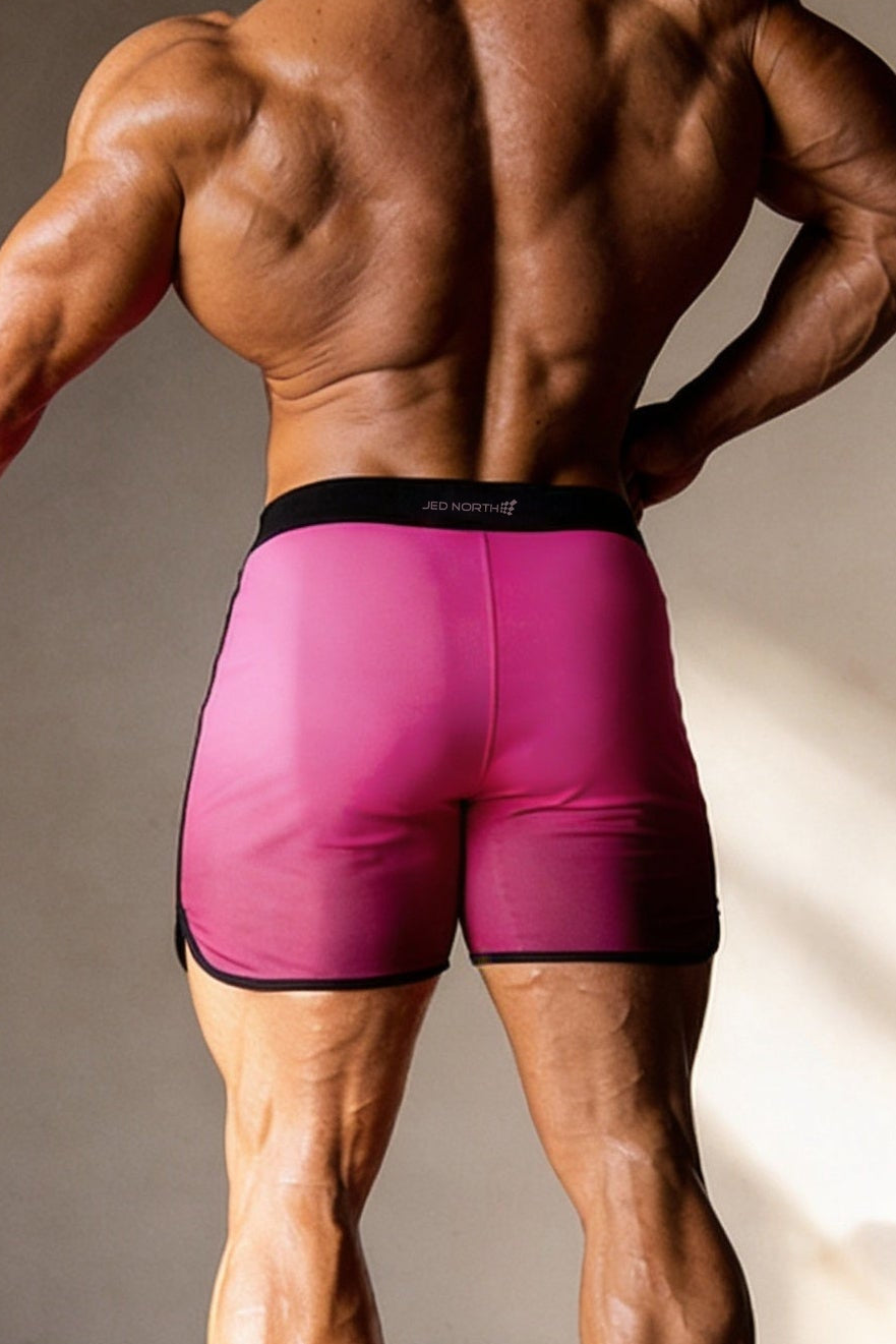 Jed North Men's Men's Physique Board Shorts  - 15" Athlete Cut - Electric Crimson