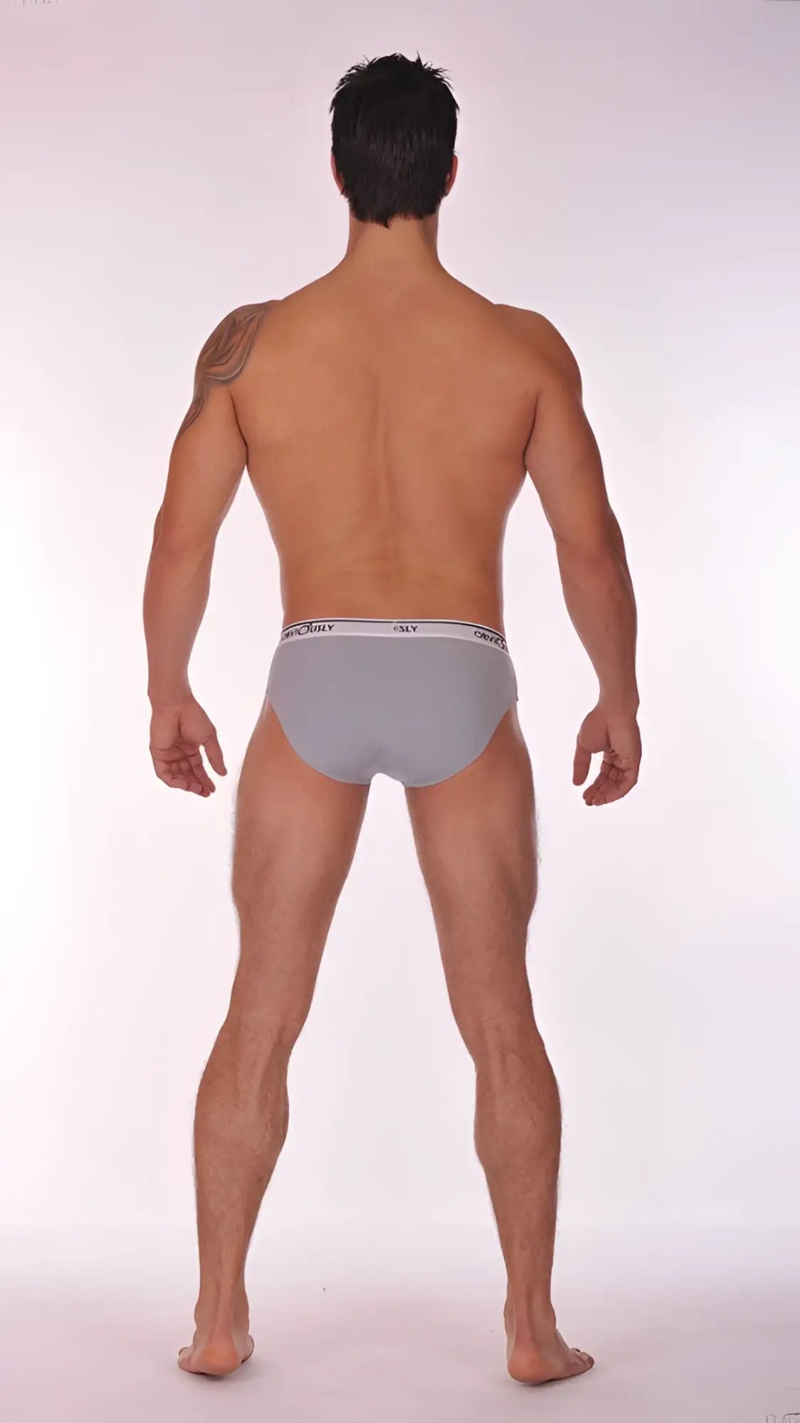 Obviously pouch brief full cut underwear in light grey with white city logo elastic waistband size small