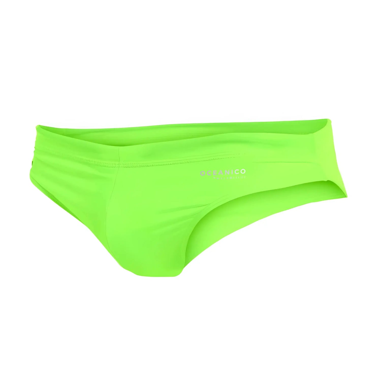 Bright neon green oceanico swim briefs with sleek modern design and subtle embroidered logo on front