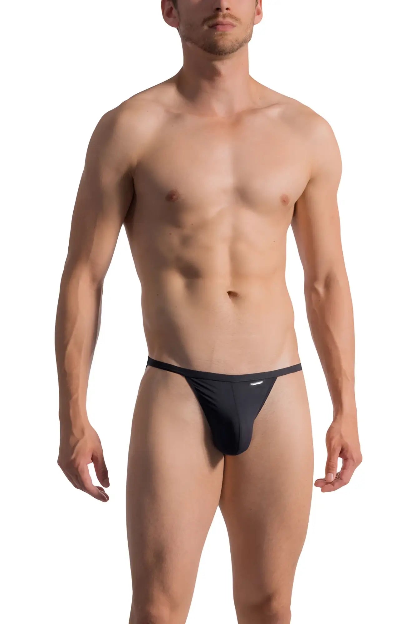 Black mens thong olaf benz red 0965 rio tanga bikini underwear in sleek form fitting black with subtle waistband branding