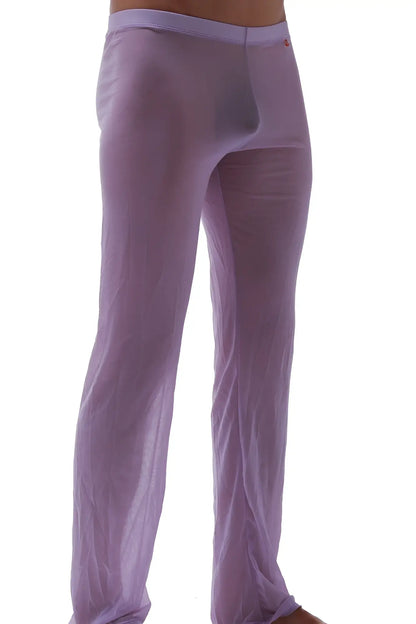 Purple sheer men’s lounge pants pants net lilac with smooth lightweight fabric and a snug fit