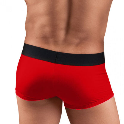 [2er Pack] Papi Cool Solid Brazilian Trunk Mikrofaser Boxershorts Unterwäsche Schwarz+Rot 626161 Größe M