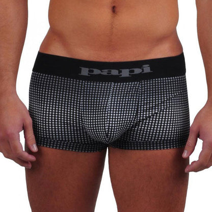 [2er Pack] Papi Ombre Dot/Solid Brazilian Trunk Mikrofaser Boxershorts Unterwäsche Schwarz+Grau 626168 Größe XL