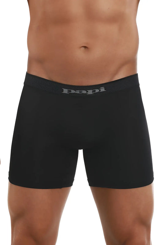 Black papi boxer briefs cool2 2pk with textured waistband featuring papi logo in gray black and gray colors
