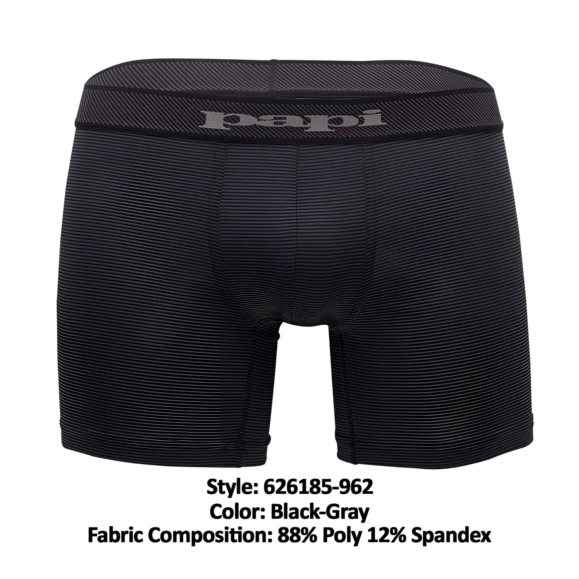 Black-gray striped papi boxer briefs with textured waistband and logo from papi 626185-962 Cool2 2PK solid pack
