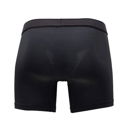Black textured boxer briefs with a ribbed waistband from papi cool2 2pk solid boxer briefs in black and gray colors