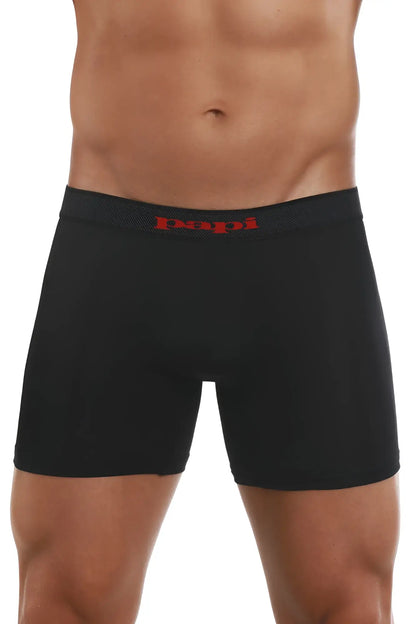 Black men’s boxer briefs with red papi logo on waistband from papi 626185-982 cool2 2pk solid boxer briefs black-red