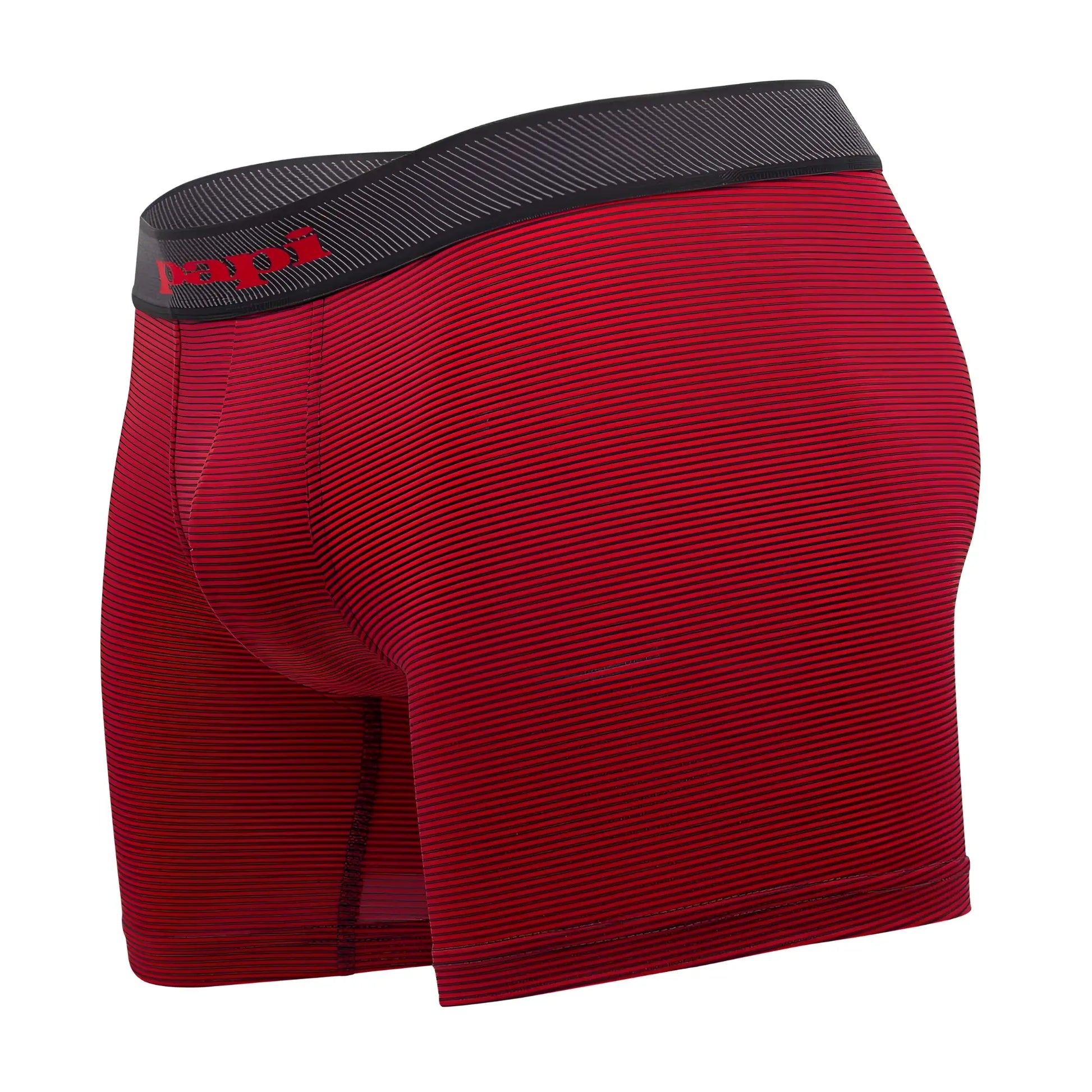 Papi 626185-982 cool2 2pk solid boxer briefs in black and red with textured fabric and branded elastic waistband