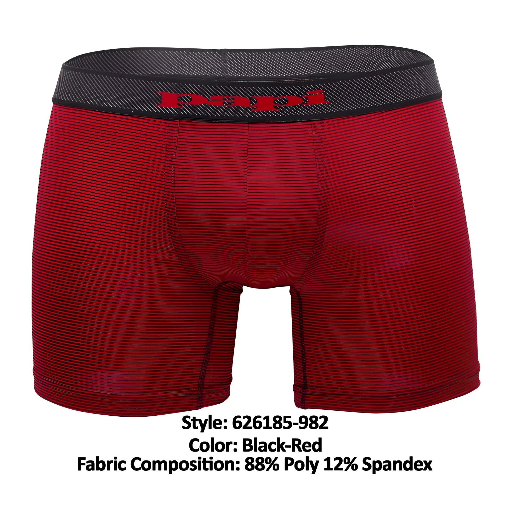 Red and black papi cool2 boxer briefs with ribbed fabric and branded elastic waistband in a 2-pack set