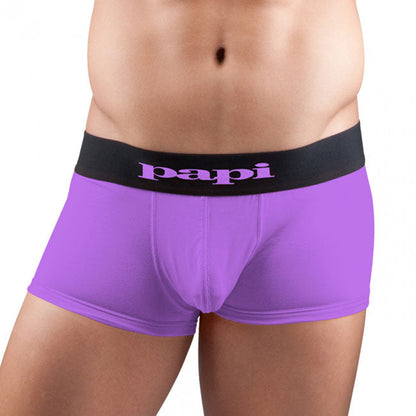 [2er Pack] Papi Loop/Solid Brazilian Trunk Mikrofaser Boxershorts Unterwäsche Schwarz+Lila 626199 Größe S