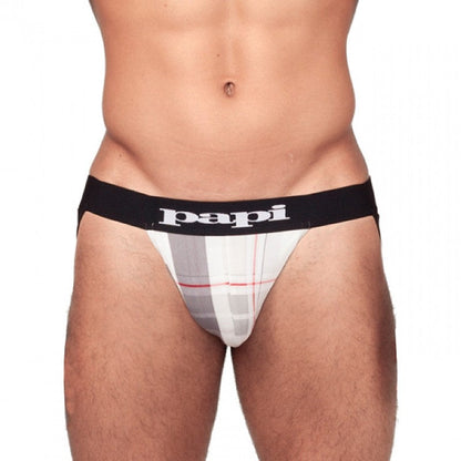 Papi Microflex Plaid Jock Strap Underwear Grey 626908 Size L