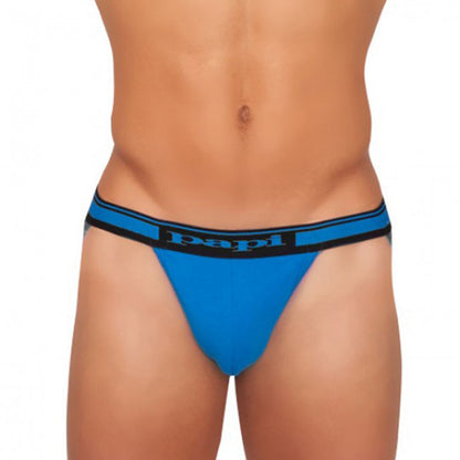 Papi [2er Pack] Cotton Stretch Essentials Jock Strap Unterwäsche Schwarz &amp; Blau 980910 Größe L