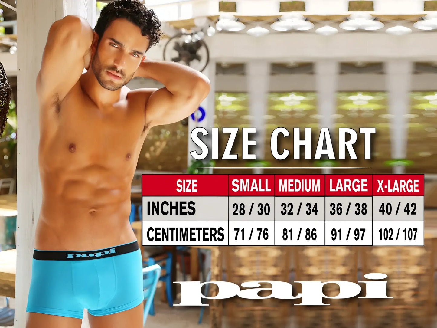 Bright blue papi briefs with black elastic waistband featuring white papi branding in a 2pk jockstrap set