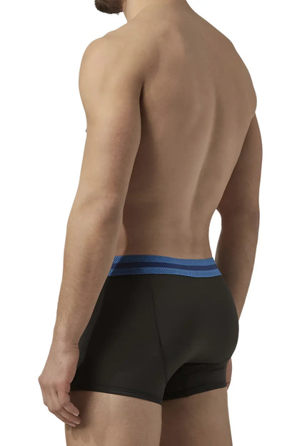 Black boxer briefs with blue textured waistband papi umpa080 2pk microflex brazilian trunks color alloy black