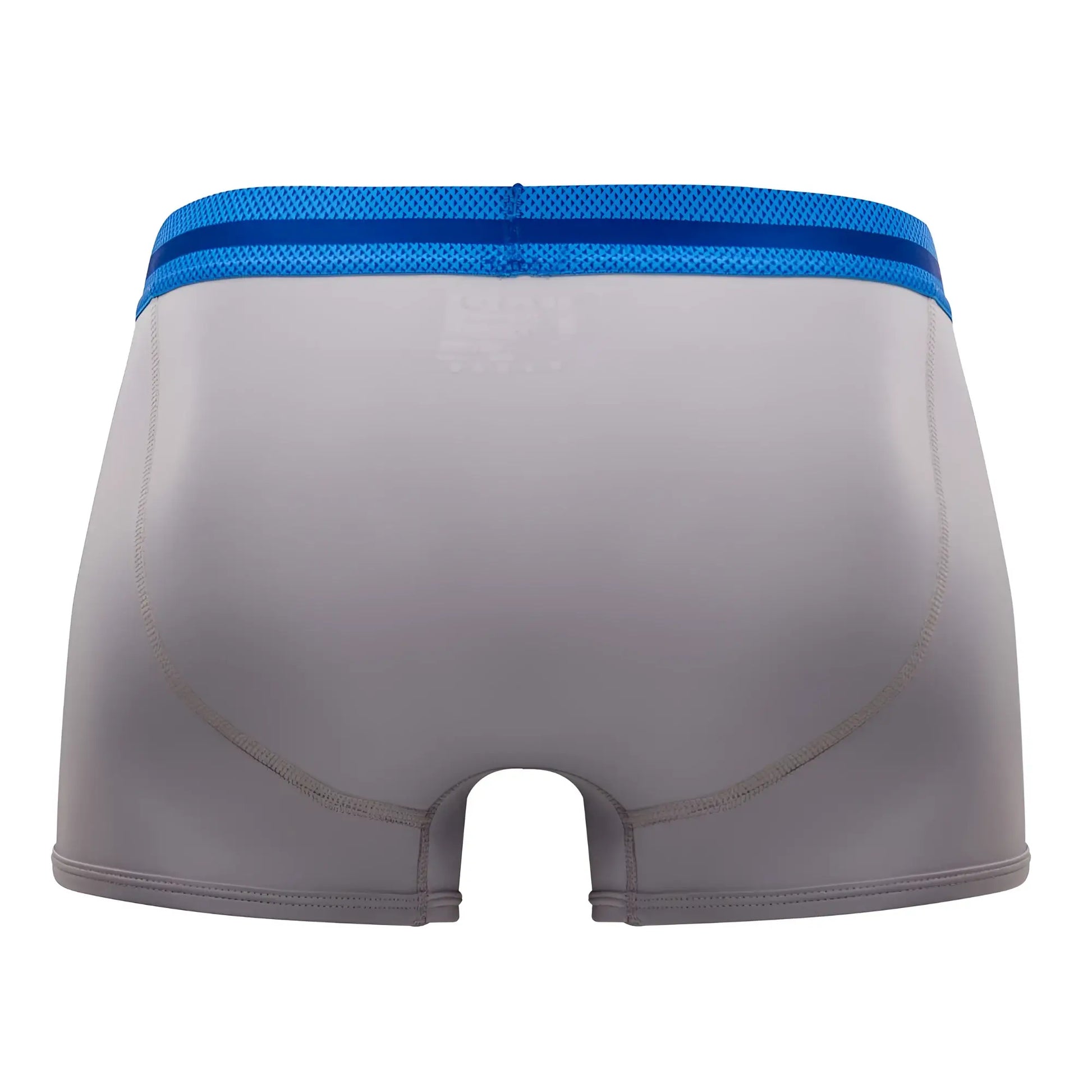 Gray papi umpa080 microflex brazilian trunks with blue mesh waistband in alloy black color front view