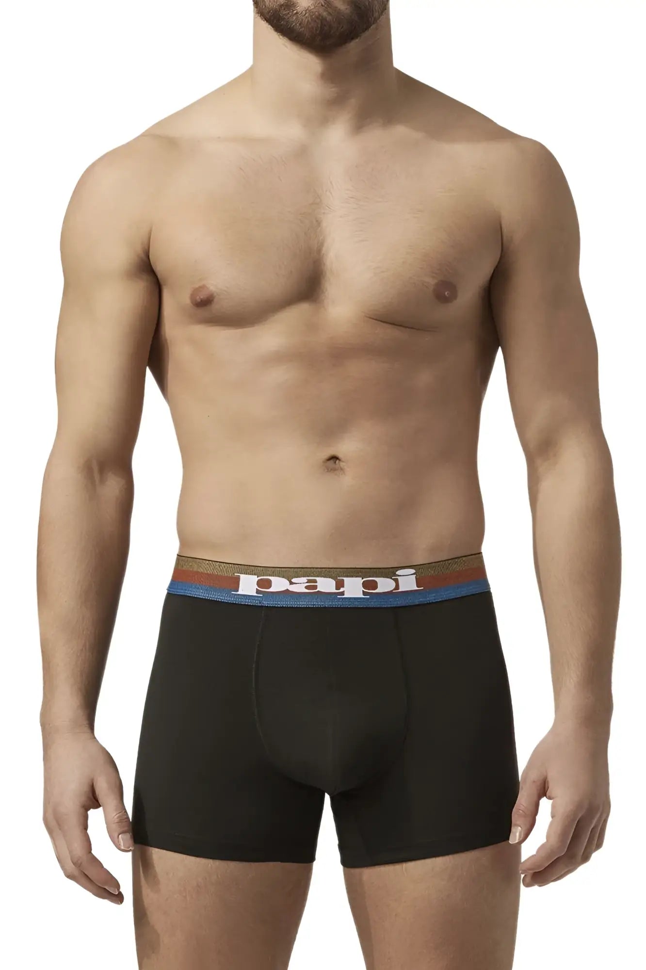 Papi umpa088 microflex brazilian boxer briefs in blue black with colorful striped waistband for comfortable support