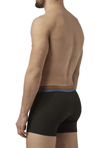 Papi umpa088 black briefs with colorful striped elastic waistband made from microflex fabric in blue-black color