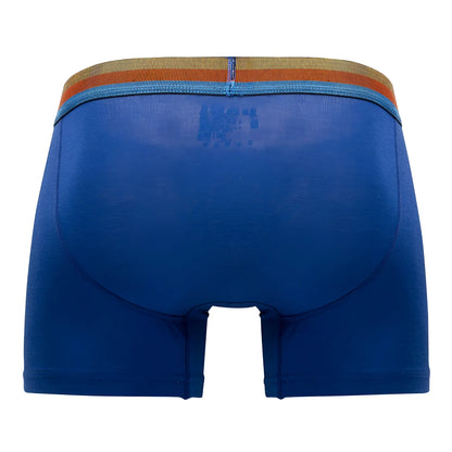 Blue papi UMPA088 microflex brazilian boxer briefs with striped orange yellow and blue waistband front view