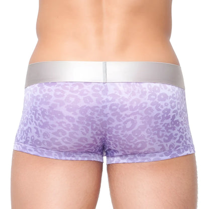 Purple leopard-print papi wild thing jacquard techno brazilian briefs with silver waistband size l