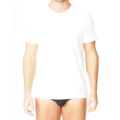 White crew-neck t-shirt by parker and max made of soft cotton fabric for comfortable casual wear