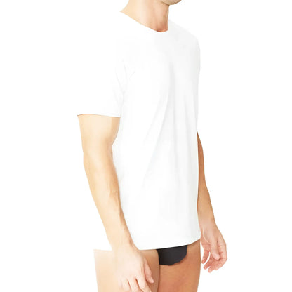 White crew-neck t-shirt by Parker & Max made of soft cotton fabric for comfortable casual wear