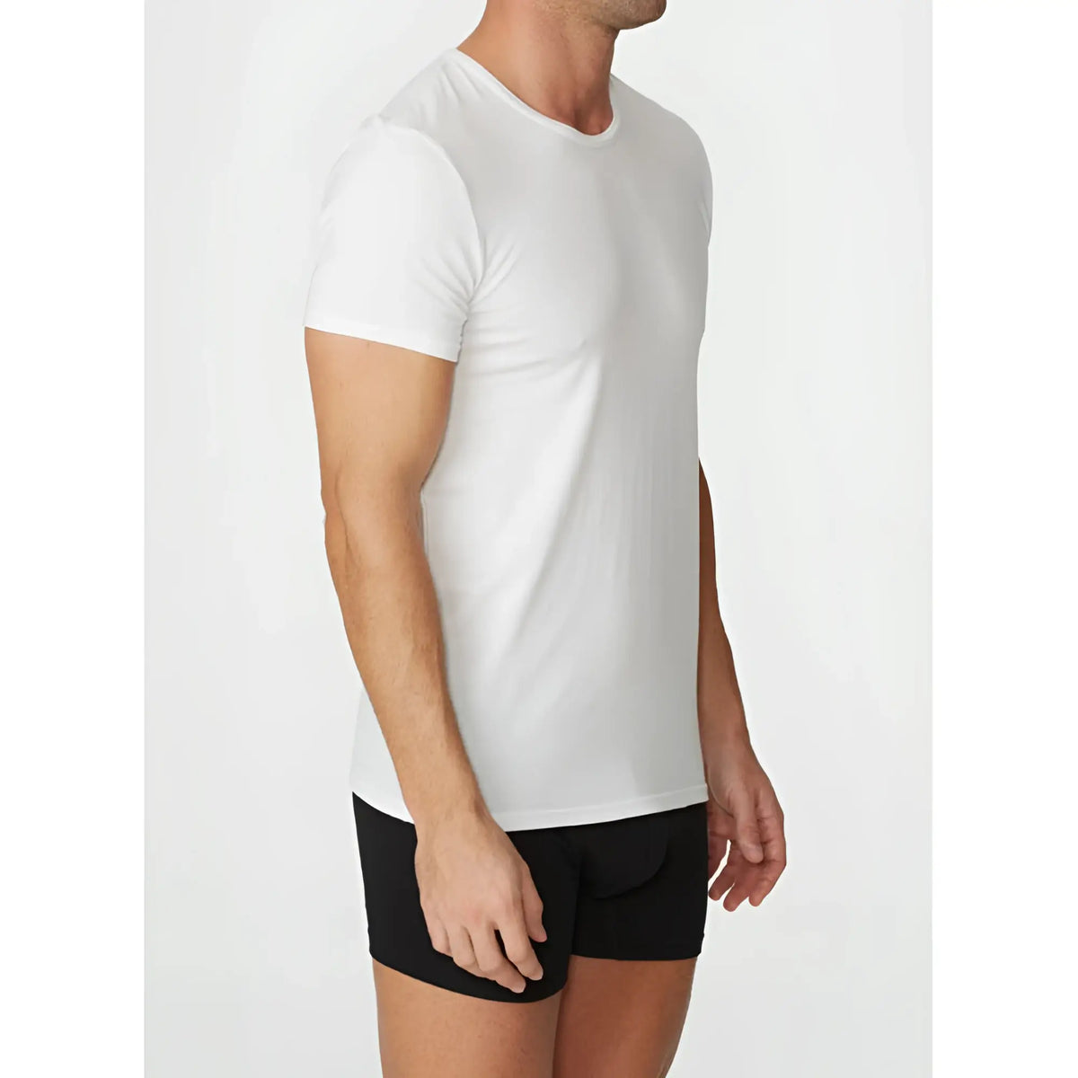 White crew-neck t-shirt by Parker & Max made of soft cotton fabric for comfortable casual wear