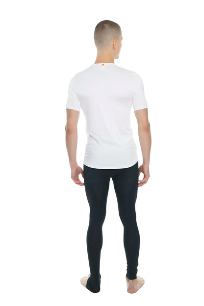 White short-sleeved crew neck t-shirt with a perfect pocket in arctic white cotton for casual wear