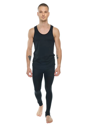 Black carbon perfect tank sleeveless form-fitting tank top with rounded neckline for casual and active wear
