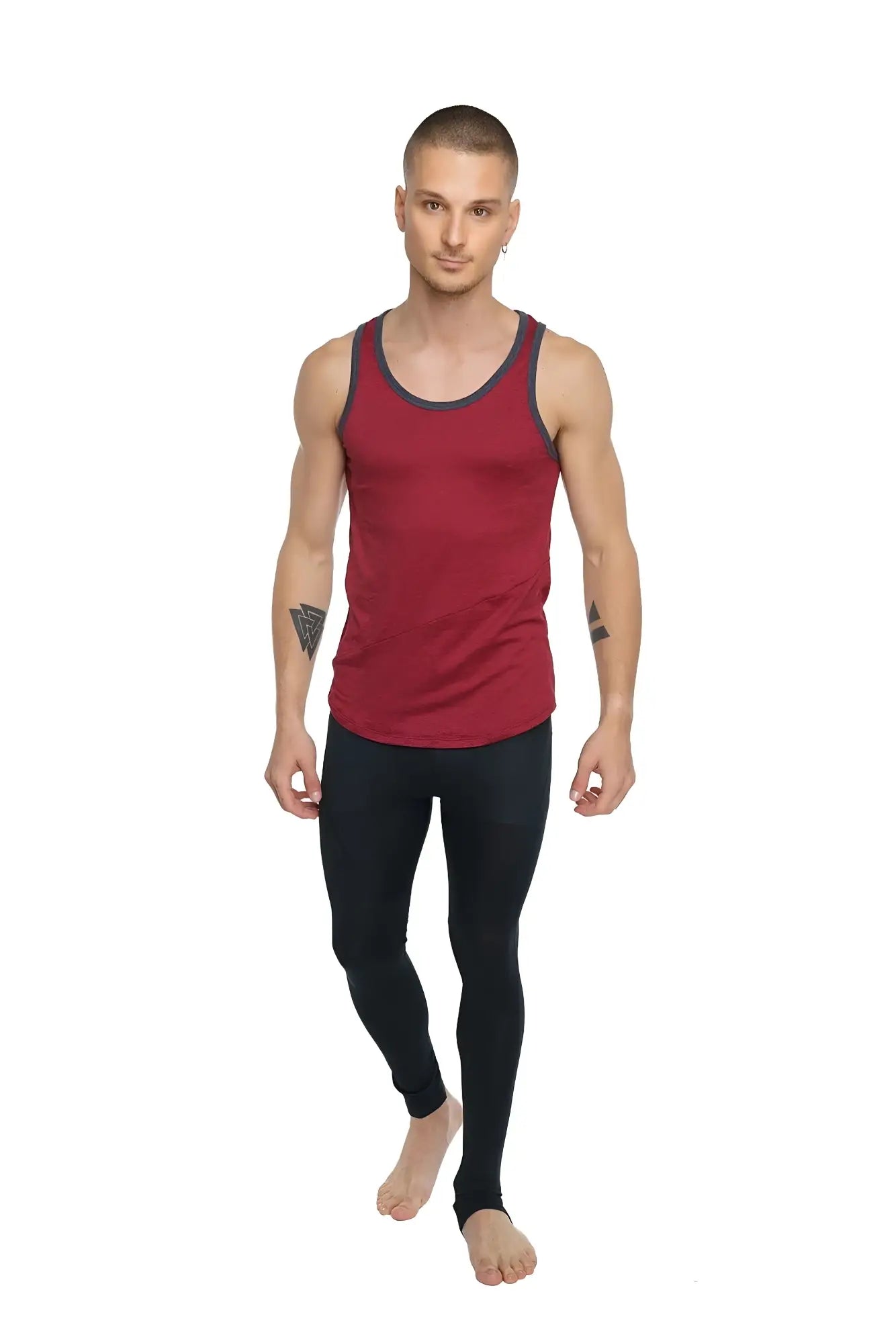 Red tank top with dark gray trim in brick red perfect for casual summer wear