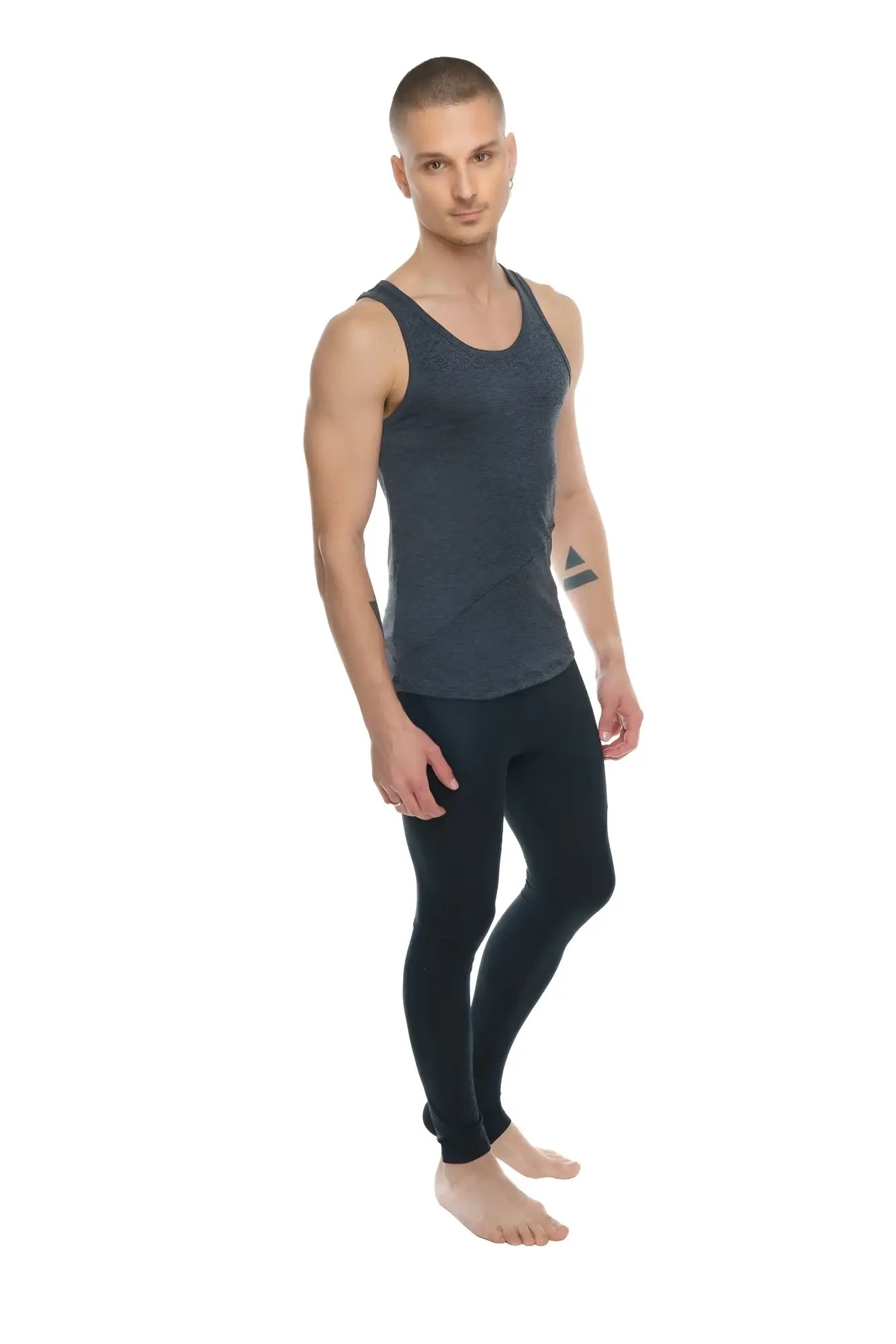 Dark gray heathered fitted tank top with a simple round neckline called the Perfect Tank charcoal heather
