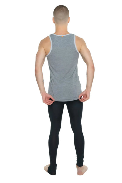 Gray heathered tank top with light gray trim made of soft material perfect for casual wear
