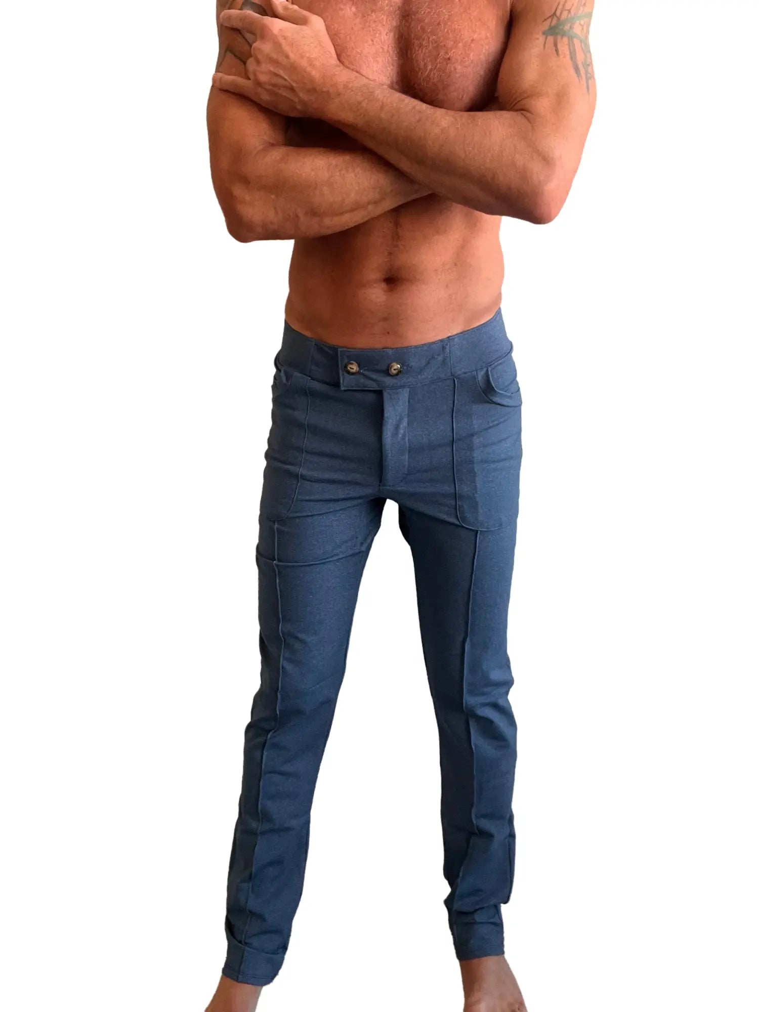 Performance premium tactical urban dress pant in coral blue heather with tailored fit and multiple pockets