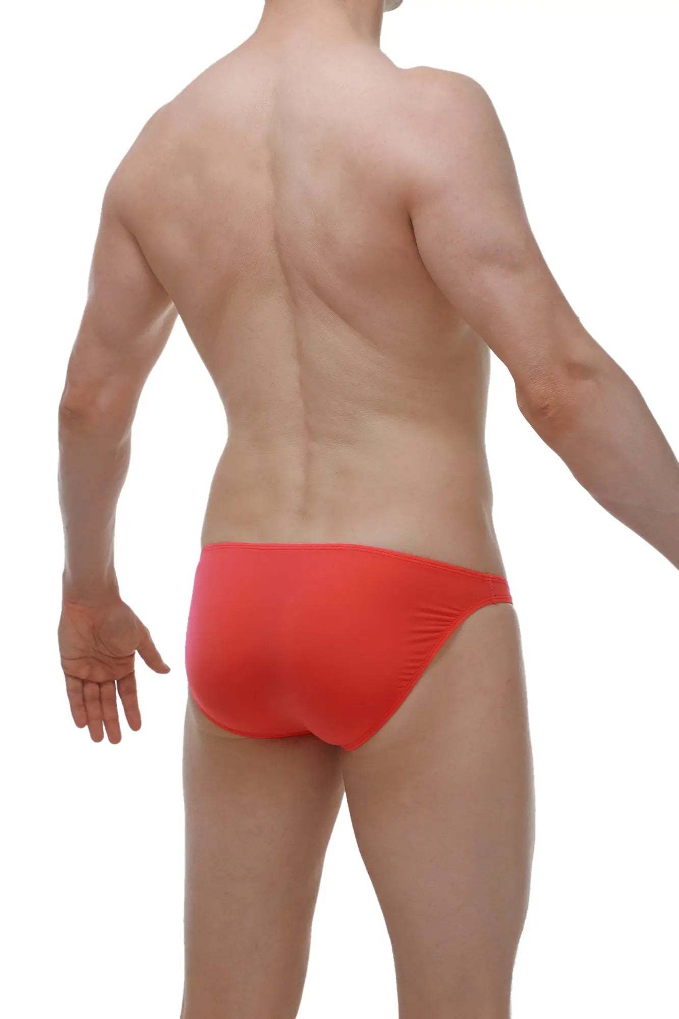 Bright red form-fitting swim trunks from petitq bikini dome plum crimson perfect for beachwear