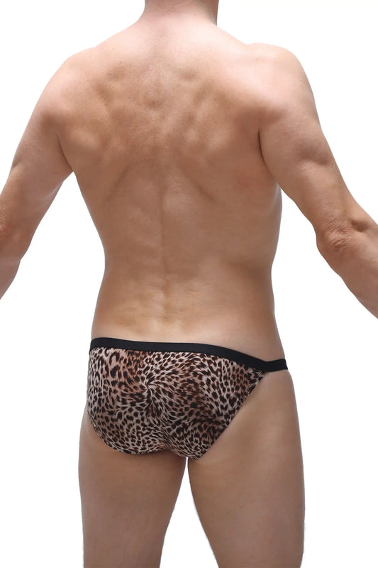 Leopard-print briefs with a black waistband from petitq bikini ladon ascou panthere collection