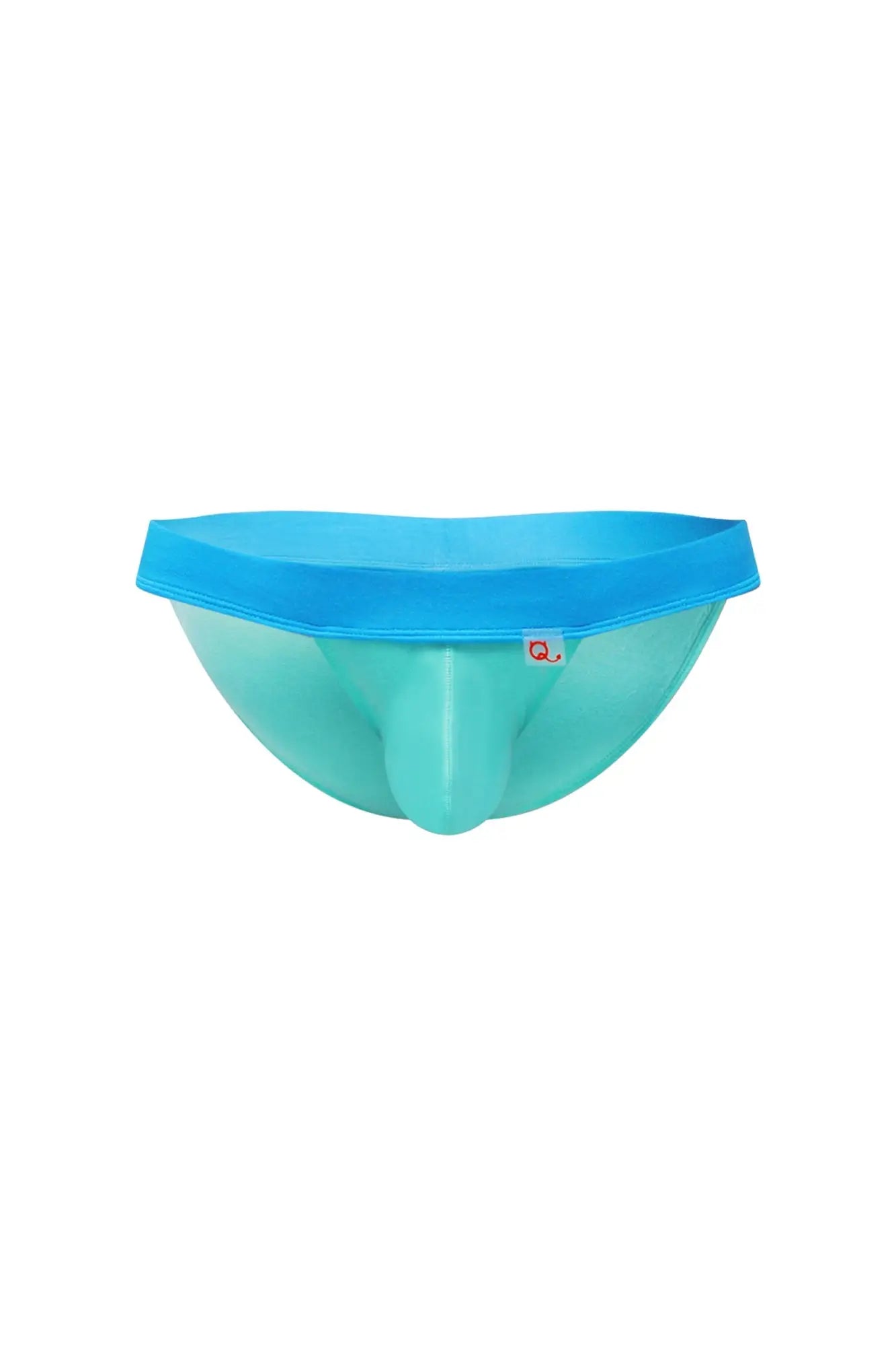 Turquoise and bright blue petitq bikini linthes bamboo green men’s brief with smooth form-fitting design