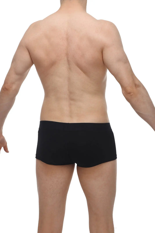 Black smooth form-fitting petitq boxer algun modal briefs made from soft modal fabric for comfortable wear